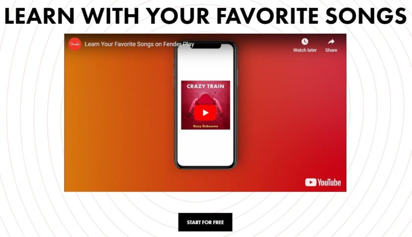Fender website lesson for learning guitar